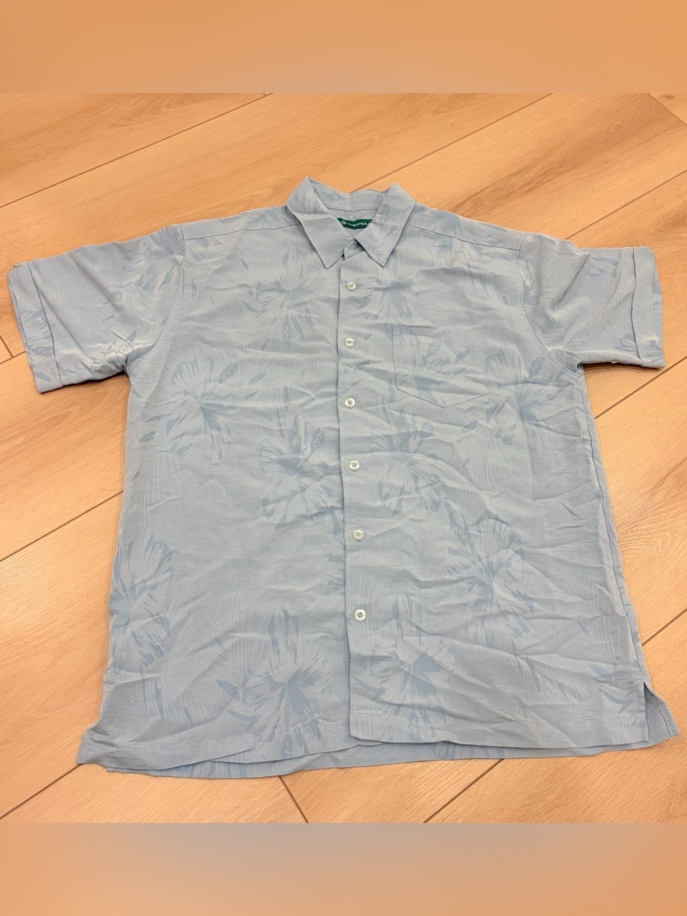 Cubavera short sleeves button down tropical print men’s shirt Medium blue Hawaii